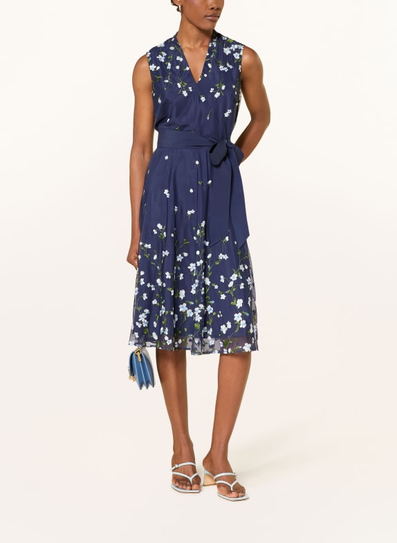 HOBBS Mesh-Kleid ARIA DUNKELBLAU / GRÜN / WEISS