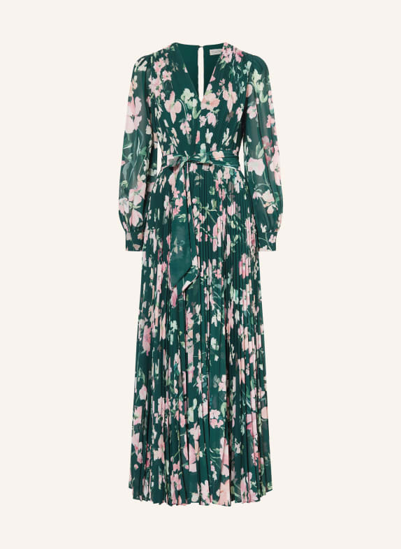 Phase Eight ROSA dress with pleats DARK GREEN / PINK