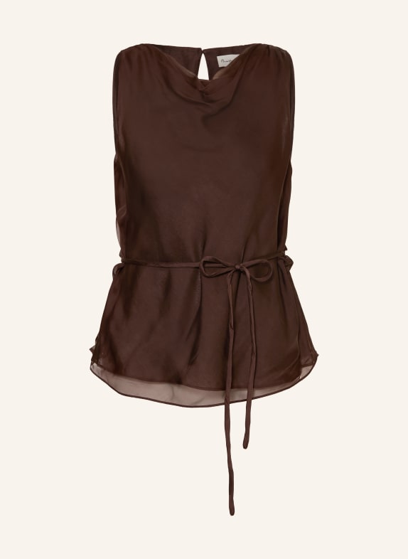 Phase Eight Bluzka HAZEL z jedwabiu CIEMNOBRĄZOWY