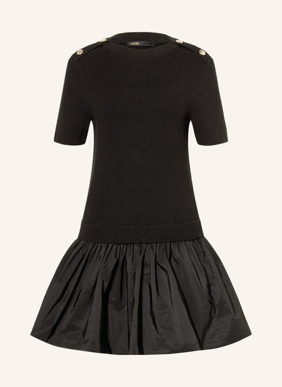 maje Kleid im Materialmix SCHWARZ