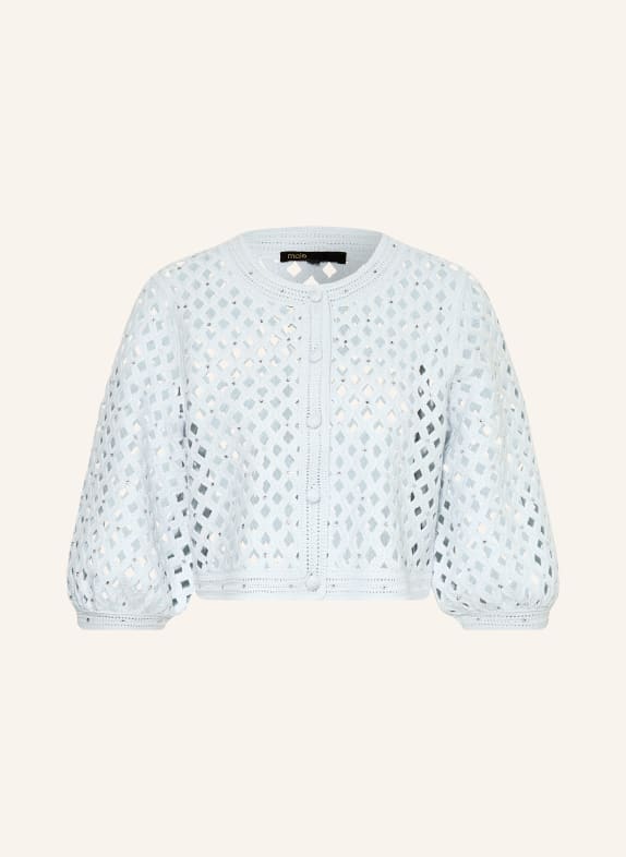 maje Strickjacke mit Schmucksteinen und 3/4-Arm HELLBLAU
