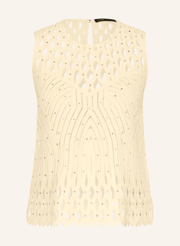 maje Dzianinowy top z kamieniami ozdobnymi ECRU