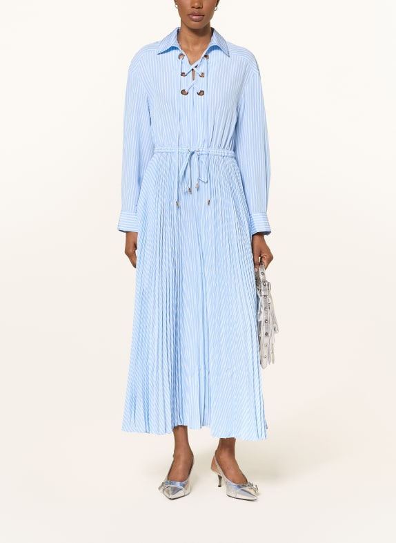maje Hemdblusenkleid mit Plissees HELLBLAU / WEISS