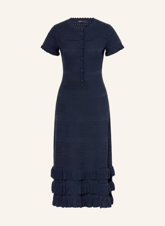 maje Sukienka z dzianiny z falbanami GRANATOWY