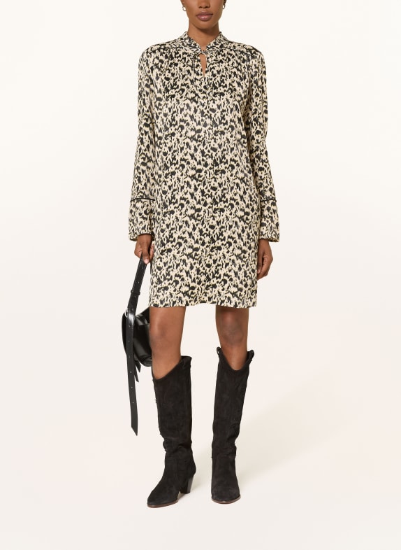 ba&sh Satinkleid PERLA ECRU / GELB / SCHWARZ