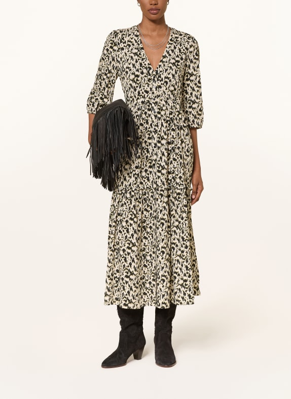 ba&sh Kleid PALMA mit 3/4-Arm ECRU / GELB / SCHWARZ