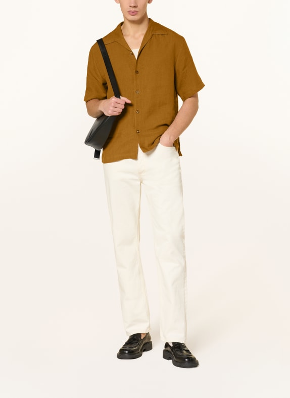 SANDRO Resorthemd Regular Fit aus Leinen COGNAC