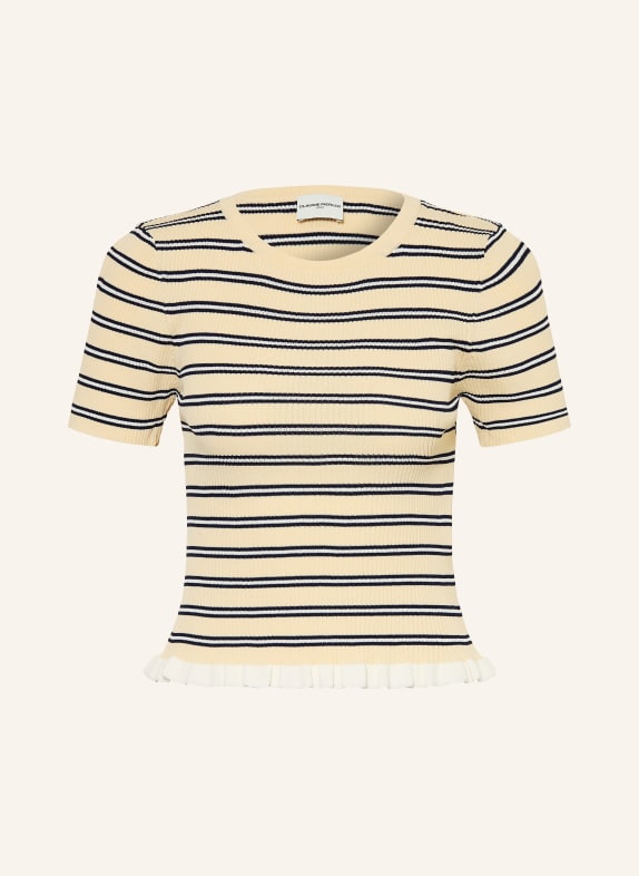 CLAUDIE PIERLOT Pullover mit Rüschen HELLGELB / WEISS / SCHWARZ