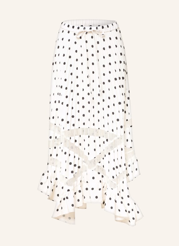 CLAUDIE PIERLOT Spódnica z ażurową koronką i plisami BIAŁY / CZARNY