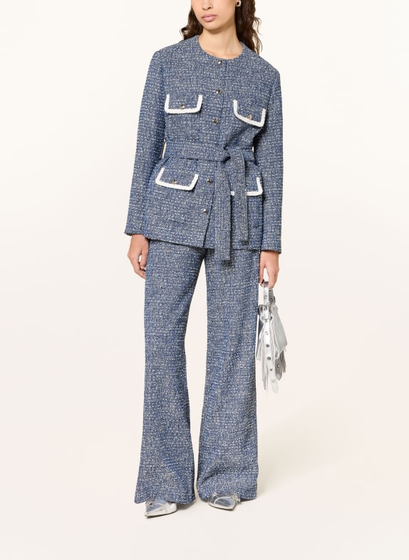 maje Bouclé-Blazer BLAU / WEISS