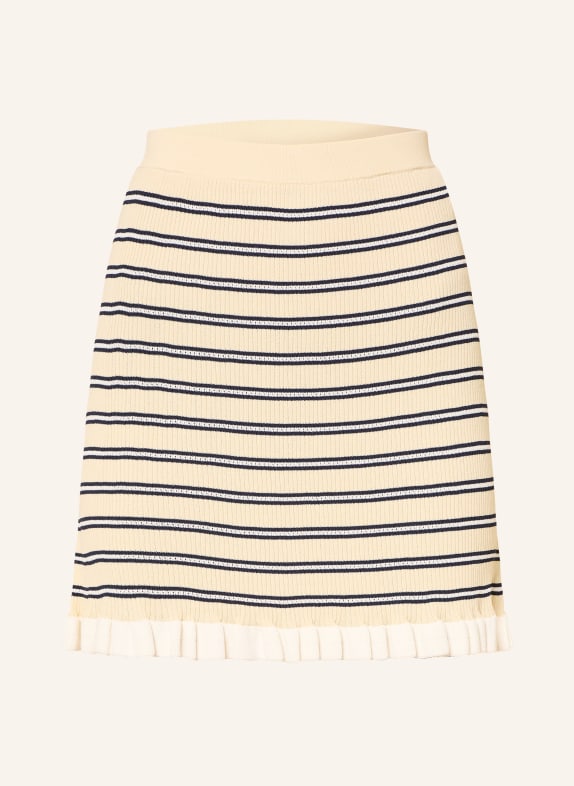 CLAUDIE PIERLOT Sukienka z dzianiny z falbanami JASNOŻÓŁTY / BIAŁY / CZARNY