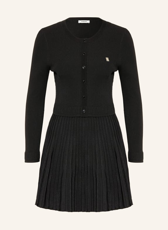 SANDRO Strickkleid mit Plissees SCHWARZ