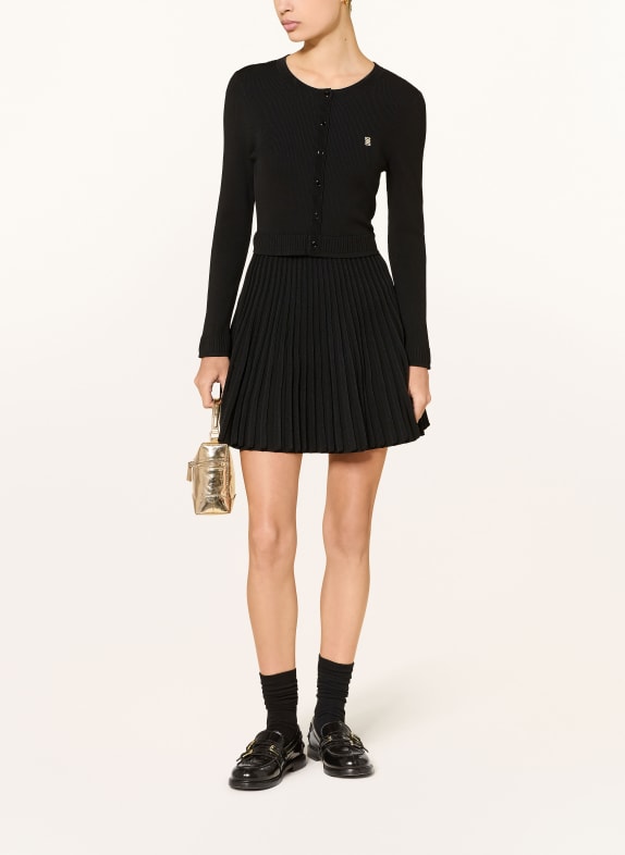 SANDRO Sukienka z dzianiny z plisami CZARNY