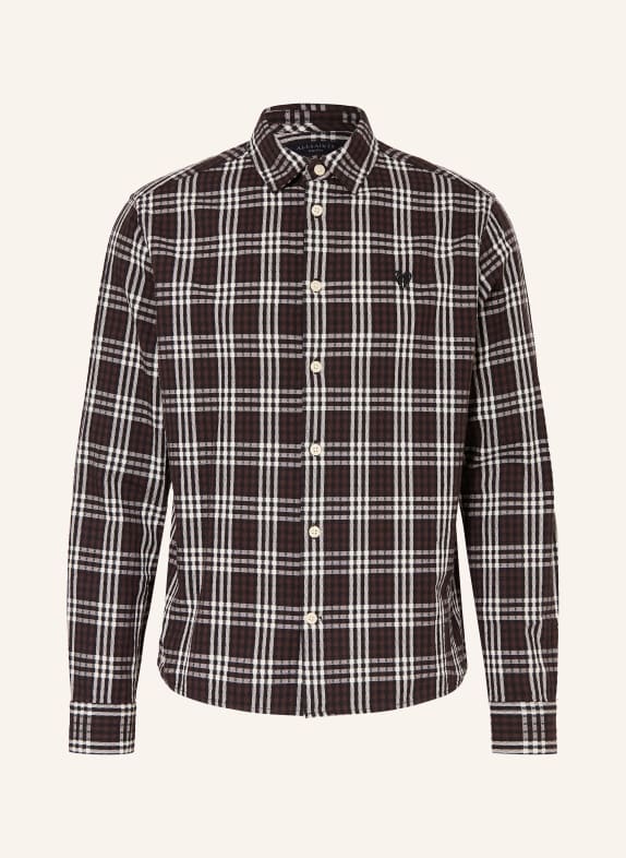 ALLSAINTS Košile SANTIAGO Relaxed Fit TMAVĚ HNĚDÁ / BÍLÁ / ČERNÁ