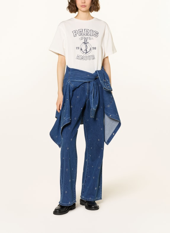 maje T-Shirt WEISS / DUNKELBLAU