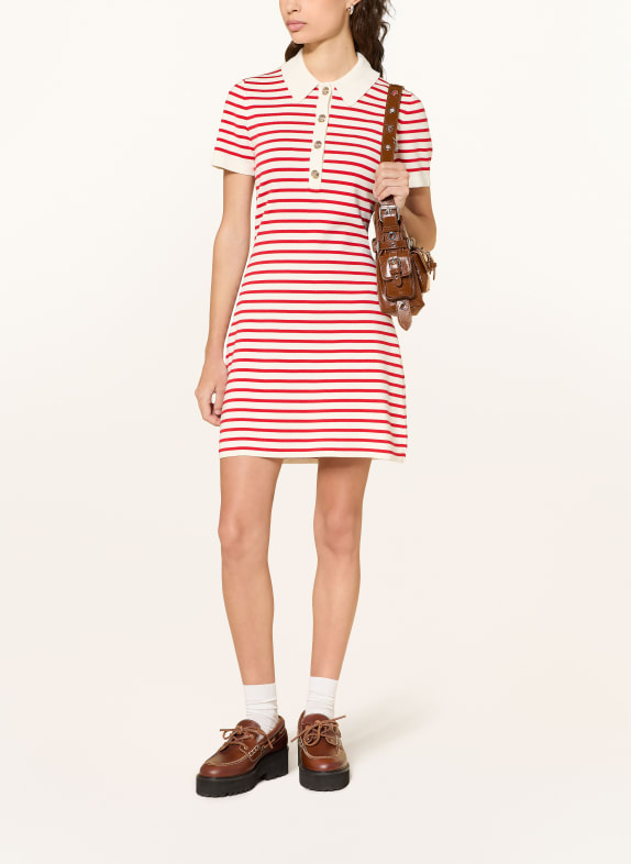 maje Strickkleid ROT / CREME