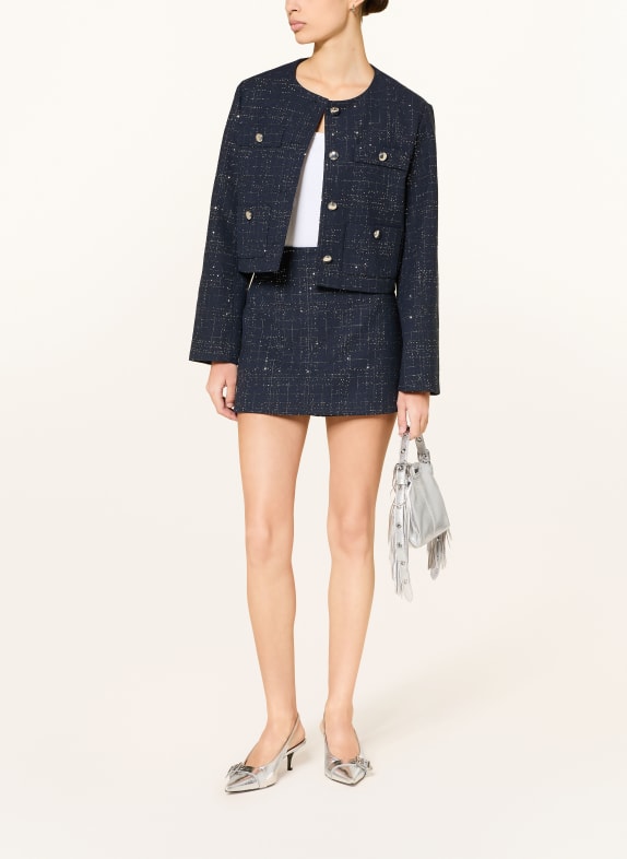 maje Skort mit Glitzergarn und Pailletten DUNKELBLAU