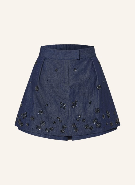 maje Jeansskort mit Pailletten DUNKELBLAU