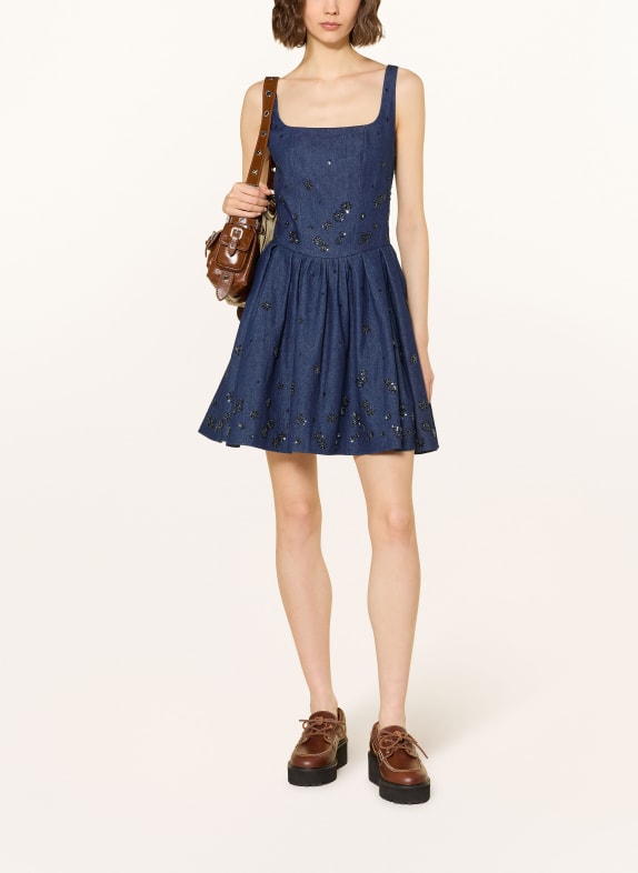 maje Jeanskleid mit Pailletten DUNKELBLAU