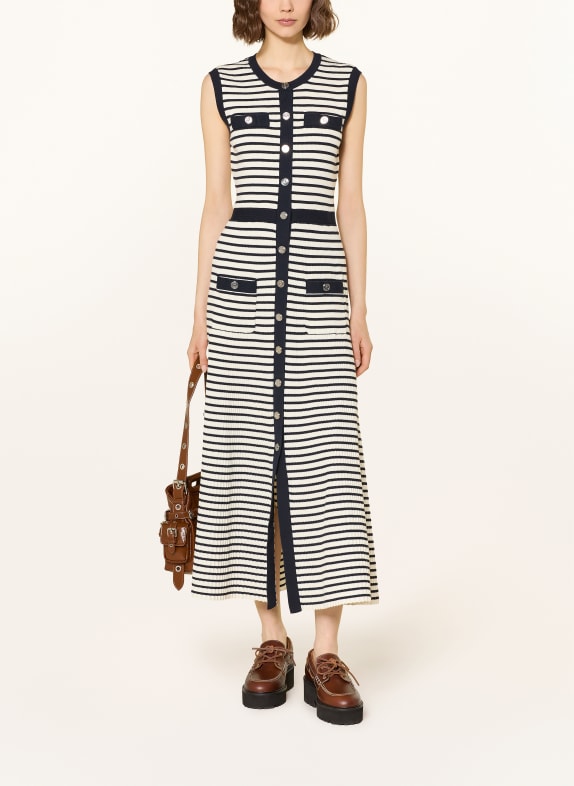 maje Strickkleid WEISS / DUNKELBLAU