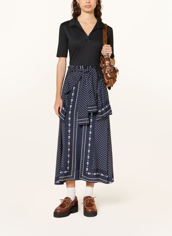 maje Kleid im Materialmix SCHWARZ / DUNKELBLAU / WEISS