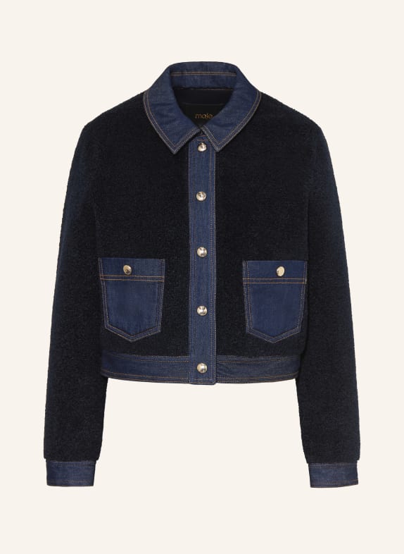 maje Kunstfell-Jacke im Materialmix DUNKELBLAU