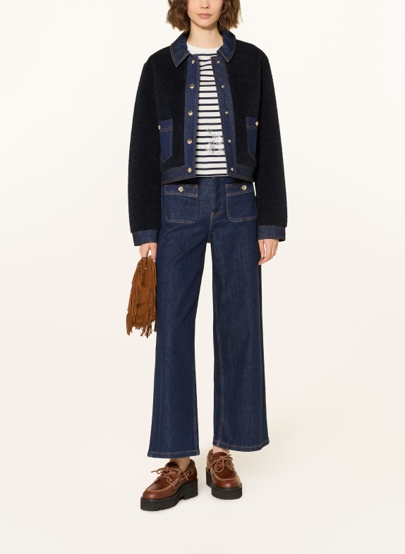 maje Kurtka z sztucznego futra z mieszanką materiałów GRANATOWY