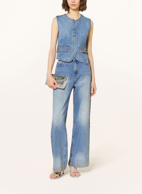 SANDRO Jeansweste mit Nieten HELLBLAU