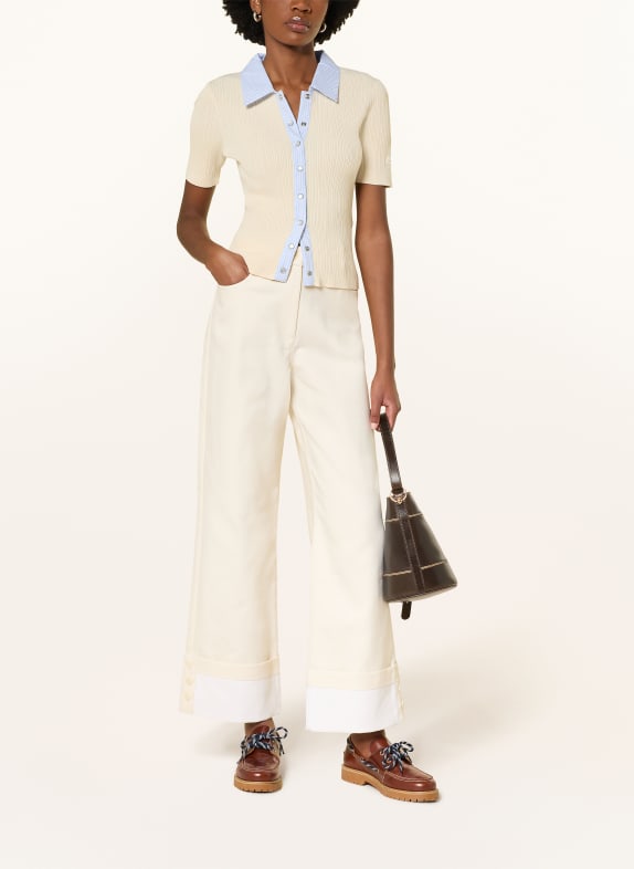 CLAUDIE PIERLOT Strickjacke im Materialmix ECRU / HELLBLAU