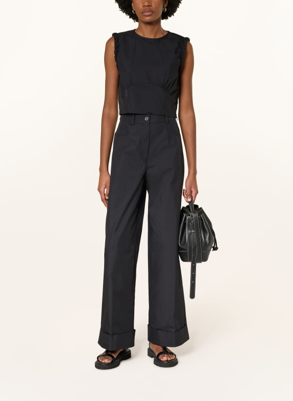 CLAUDIE PIERLOT Cropped-Top mit Rüschen DUNKELBLAU