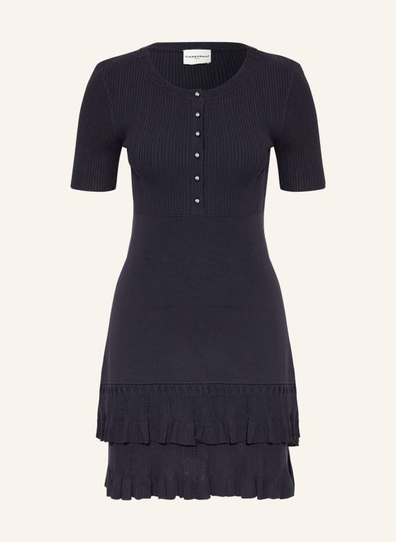 CLAUDIE PIERLOT Sukienka z dzianiny z falbanami GRANATOWY