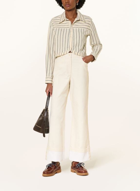 CLAUDIE PIERLOT Cropped-Hemdbluse CREME / SCHWARZ