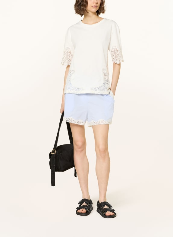 SANDRO T-Shirt mit Spitze CREME