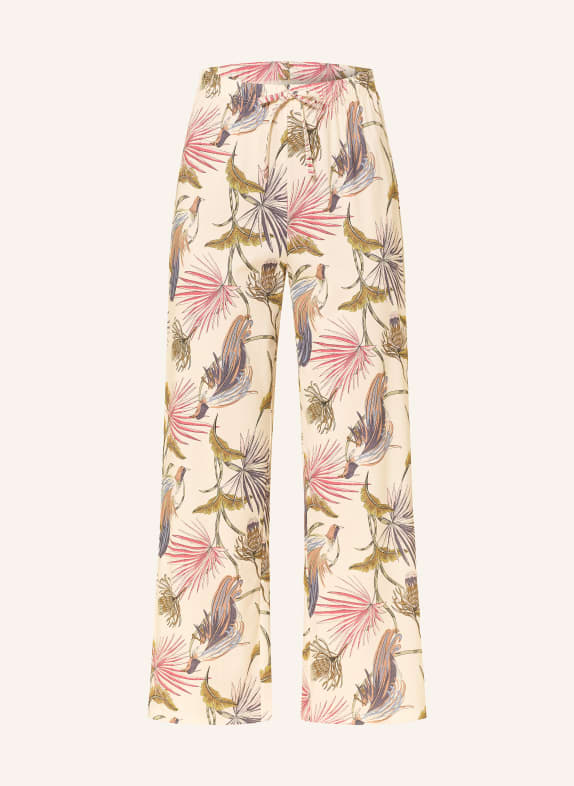 CALIDA 7/8 spací kalhoty KRÉMOVÁ / TMAVĚ ČERVENÁ / TMAVĚ ZELENÁ