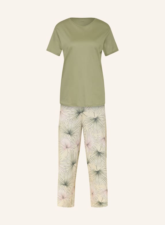 CALIDA Piżama 7/8 LEAF DREAMS JASNOZIELONY / RÓŻOWY / ECRU