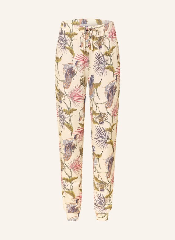 CALIDA pyžamové kalhoty KRÉMOVÁ / TMAVĚ ČERVENÁ / TMAVĚ ZELENÁ