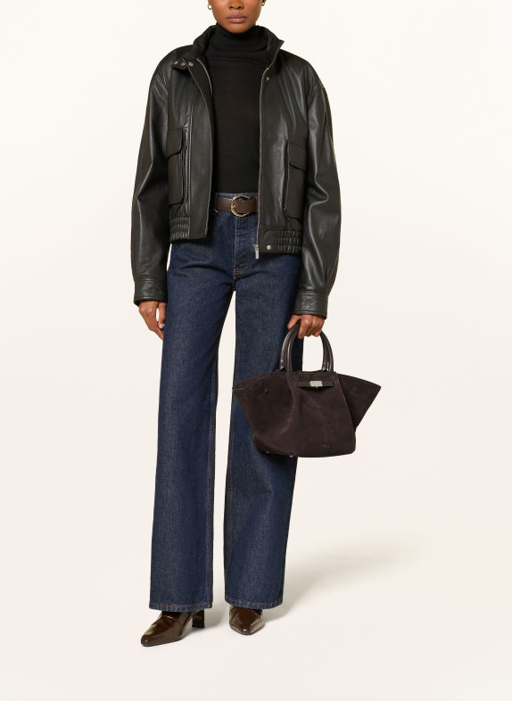 DEMELLIER Handtas THE MIDI NEW YORK DONKERROOD / GOUD