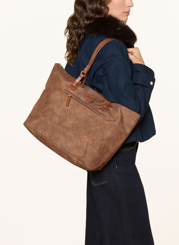 BRIC'S Shopper X-COLLECTION mit Pouch BRAUN / GOLD