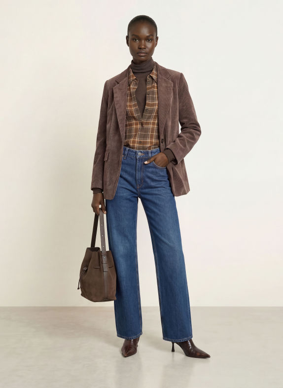 DRYKORN Long blazer GLENDALE in corduroy DARK BROWN