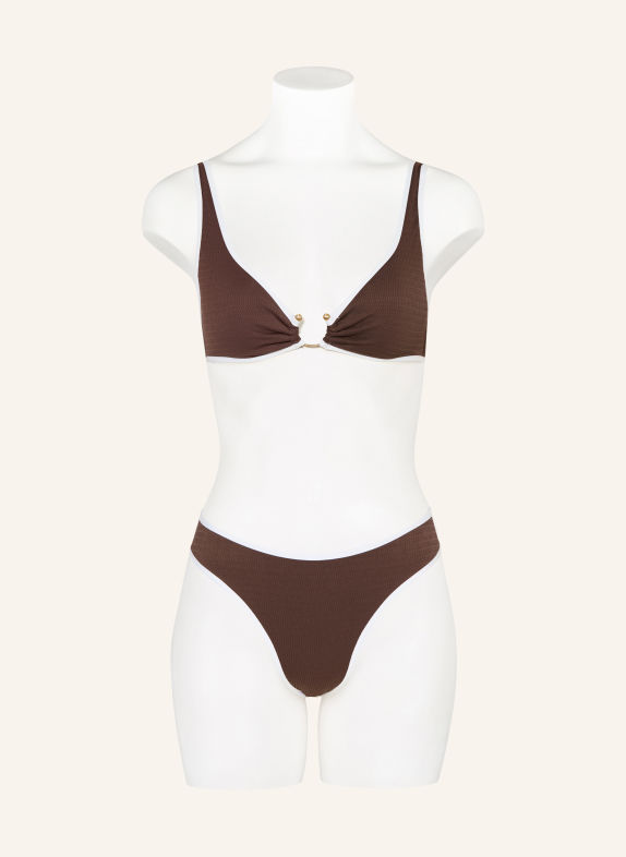 SEAFOLLY Bralette-Bikini-Top BEACH BOUND DUNKELBRAUN / WEISS