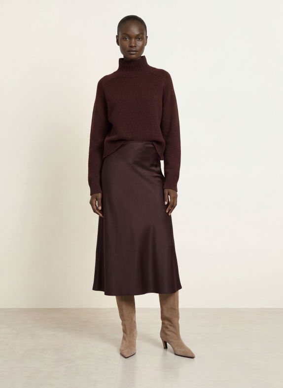Juvia Satin skirt FLEUR DARK BROWN