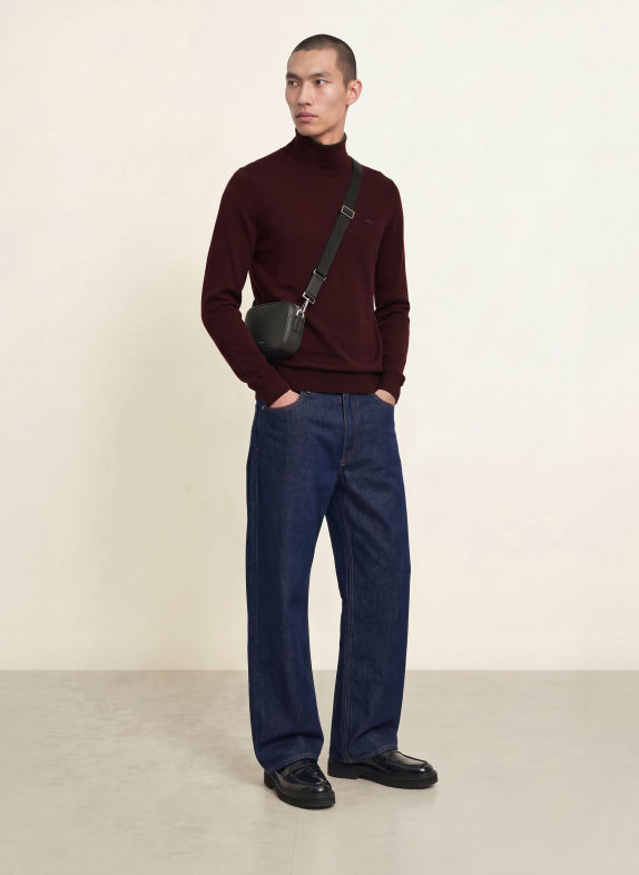 LACOSTE turtleneck sweater DARK RED / GREEN