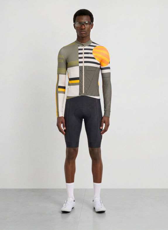 PAS NORMAL STUDIOS Cycling jersey MECHANISM KHAKI / DARK YELLOW / BLACK