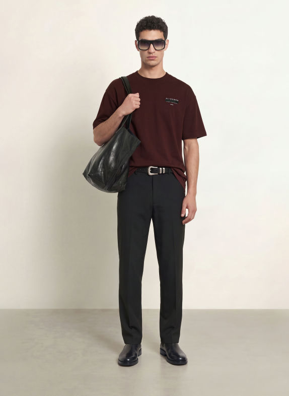 ALLSAINTS T-shirt REDACT DARK RED / WHITE / BLACK