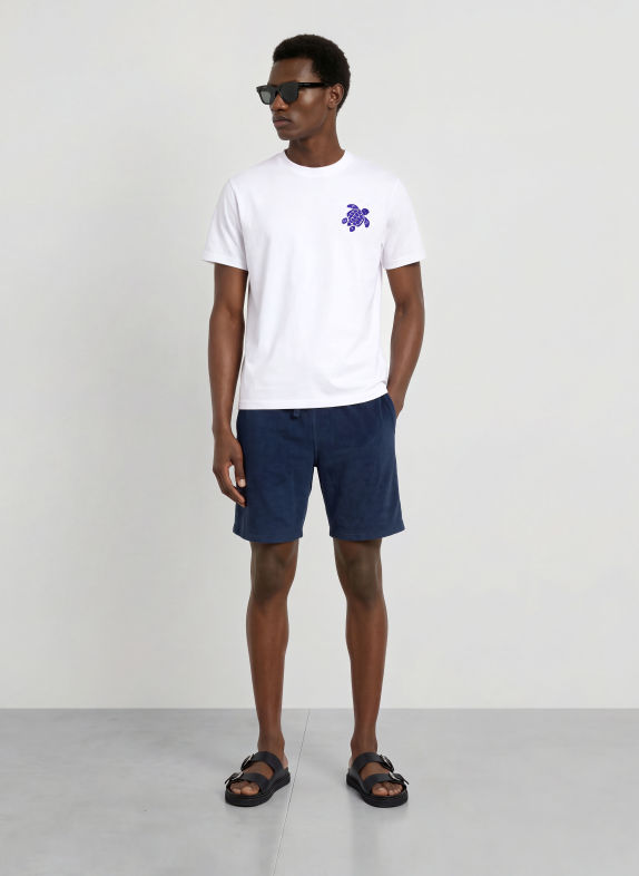 VILEBREQUIN Badstof shorts BOLIDE Regular Fit DONKERBLAUW