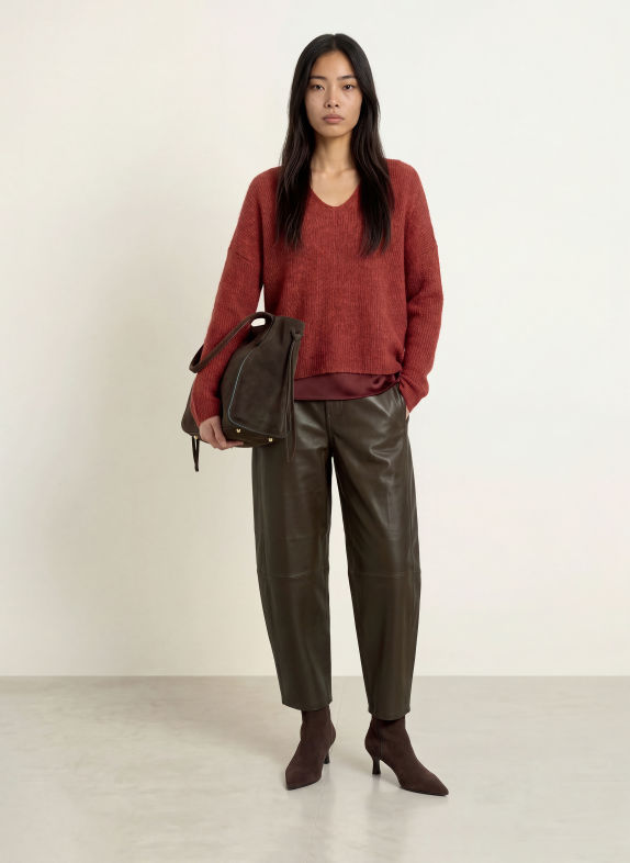 MOS MOSH Sweater THORA with alpaca DARK RED