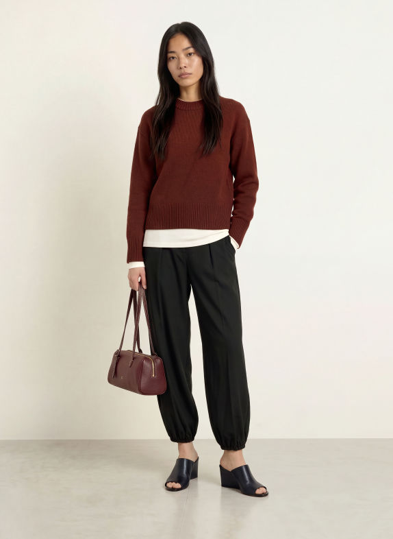 SELECTED Sweater with cashmere DARK RED