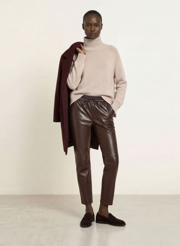 Juvia ROSA 7/8 trousers in leather look DARK BROWN