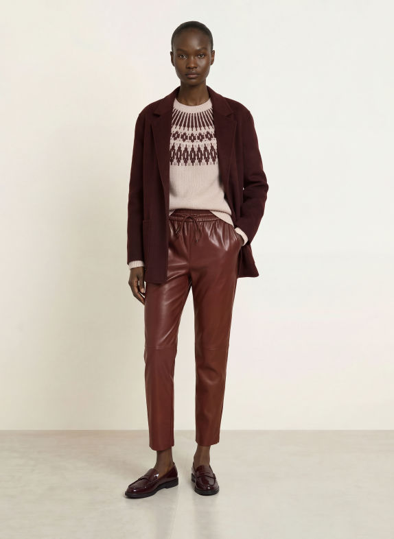 Juvia 7/8-broek ROSA in lederlook MARRON FONCÉ