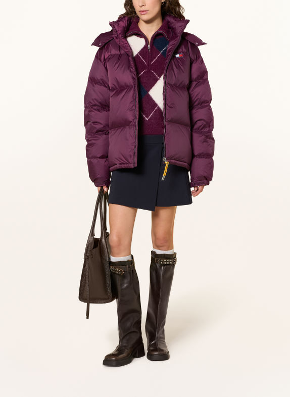 TOMMY JEANS Daunenjacke ALASKA mit abnehmbarer Kapuze DUNKELROT